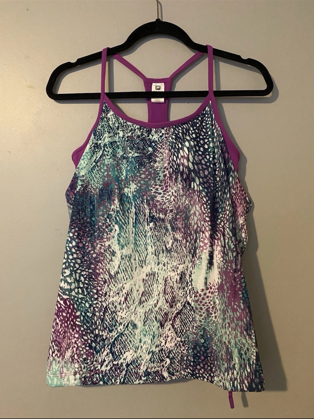 Fabletics Purple Teal Print Racerback Tank